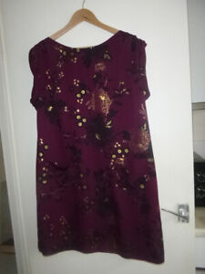 Redheering berry gold floral shift tunic dress size 18 party