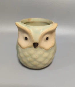 Pale Green & Tan Matte Glazed Mini OWL Planter for Tiny Plants or Succulents - Picture 1 of 10