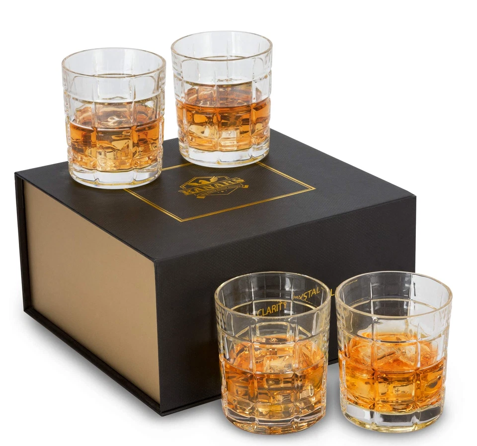Juego de 4 vasos de whisky antiguos, cristal 10 OZ Rock Gi... Foto 1 de 4