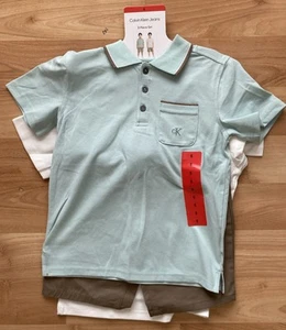 Teen BOY'S CALVIN KLEIN JEANS 3 PC ACTIVEWEAR Top / T-shirt & , Short 6 - Picture 1 of 5