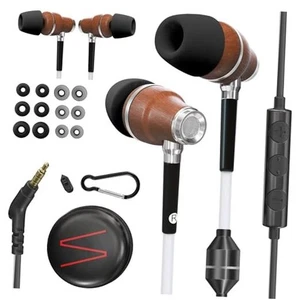 Premium Wooden Airtube Headphones EMF Earbuds, 3D Sound, Black EMF 3.5 Jack - Picture 1 of 8