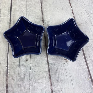2 Longaberger Pottery Orgogliosamente a forma di stella americana con ciotola stelle blu cobalto usate in ottime condizioni - Foto 1 di 7