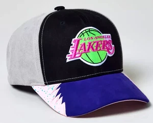 NBA Los Angeles Lakers Days Snapback Hat NEON PINK CONTRAST NWT felt 90S STYLE - Picture 1 of 3