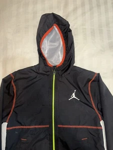 AIR JORDAN Windbreaker Jacket  Water Resistant Mesh Lined Black Boys Small - Picture 1 of 5