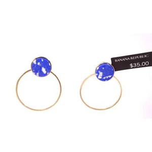 Banana Republic Women's Blue Swirl Circle Wire Hoop Earrings NWT 35 - Picture 1 of 5