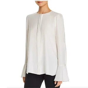 Blusa de seda adornada Lafayette 148 New York Izzie marfil talla pequeña LEER - Imagen 1 de 13