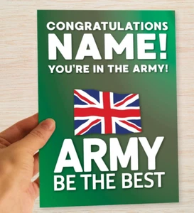 Tarjeta personalizada del ejército británico "Felicitaciones estás en el ejército" - Imagen 1 de 8