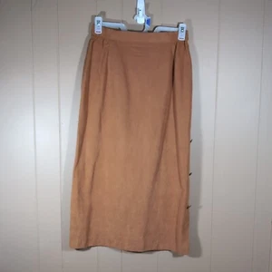 Longhorn Western Skirt Size Large Burnt Orange Cowgirl Suede USA Button Vtg - Picture 1 of 8