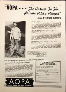 1948 AOPA Antwort auf Privatpiloten Gebet Stewart Groves Vintage Print Ad - Bild 1 von 6