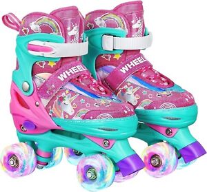 Rainbow Roller Skates for Girls Ages 4 sizes 13C-3Y Light up Roller Skates