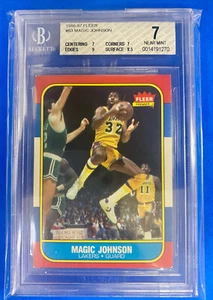 1986-87 Fleer Basketball #53 Magic Johnson BGS 7 NEAR MINT - Picture 1 of 2