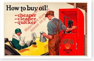 Shell Ölpumpenbegleiter mit Klappe Retro 1925 Benzin Poster - Bild 1 von 1