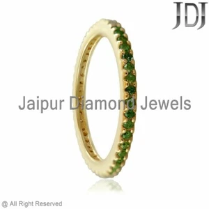 Natural Peridot Gemstone Solid 14k Yellow Gold Jewelry Stackable Minimalist Ring - Picture 1 of 4