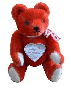 Vtg HERMANN Plush RED Stuffed 8" SWEETHEART BEAR LE 223/500 W. Germany VALENTINE - Picture 1 of 6