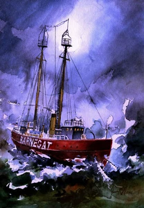 Barnegat Lightship. Jersey Storm off Midnight Shore. Tarjetas de notas artísticas de James Mann - Imagen 1 de 2