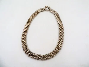 BEAUTIFUL STERLING & 9CT GOLD WIDE BASKET WEAVE NECKLACE 44.1 GRAMS 16" BY 1/2" - Picture 1 of 4