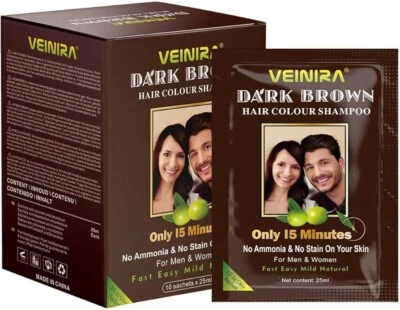 Veinira dark brown hair colour and shampoo x 10 Sachets - Full box
