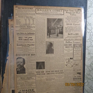 Newspaper History 1910 HALLEY'S COMET BY FREDERIC CAMPBELL SCD DR BROOKS - Picture 1 of 1