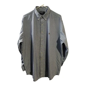 Ralph Lauren Yarmouth Striped Cotton Pinpoint Oxford Shirt 17 1/2 35 Classic Fit - Picture 1 of 3