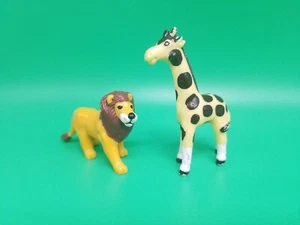 Vintage 1994 Wilton Giraffe & Lion 3" Toy Jungle Animal Figure Set Cake Topper - Picture 1 of 18