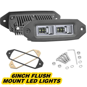 2x 6.7"Inch Flush Mount LED Work Light Bar Flood Cube Pods Driving Off Road Fog - Bild 1 von 12