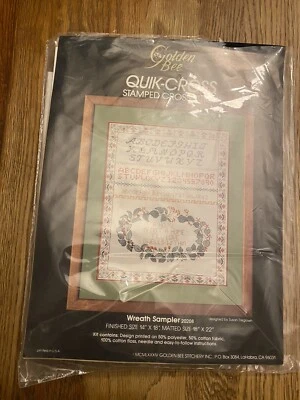 Kit de muestra de corona de punto de cruz rápido estampado abeja dorada vintage 18 x 22" #20208 Foto 1 de 2