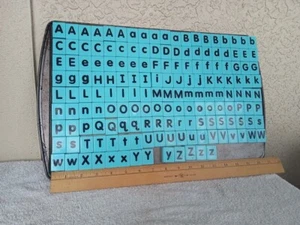 Vintage Blue Cube Shaped Alphabet / Fridge Magnets - Picture 1 of 7