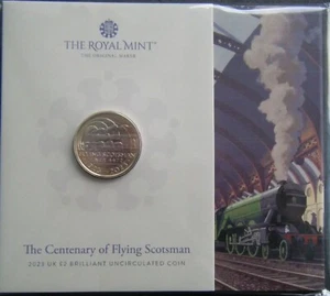 2023 £2 FLYING SCOTSMAN STEAM TRAIN Coin Brilliant Uncirculated BUNC SEALED - Picture 1 of 10