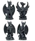 New Faux Stone Fantasy Sentinel Guardian Dragons Statue Set Of 4 Dragons