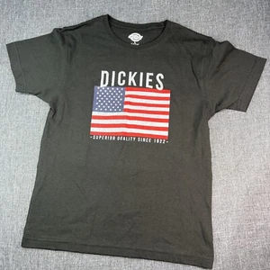 Dickies Youth Boys Shirt Large 14/16 Flag America Quality Black 100% Cotton - Picture 1 of 11