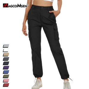 Womens Casual Cargo Pants Cotton Sport Multi Pocket Elastic Waistband Work Pants - Picture 1 of 53
