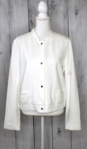 Classiques Entier Viscose Linen Lined Bomber Style Jacket White SZ L NWOT - Picture 1 of 7