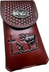 7" COWBOYS PRAYER WESTERN POUCH BELT LOOP HOLSTER CELL PHONE CASE UNIVERSAL SIZE - Picture 1 of 22