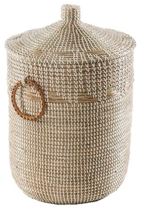 Schlangenkorb Aufbewahrungskorb WOMA WHITE Orient Seegras inkl. Deckel u Griffen - Bild 1 von 6