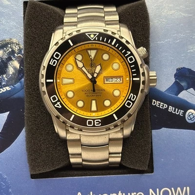 Deep  Blue  Pro  Sea  Diver 2175/5000 Yellow Dial 1000m Men’s Watch 45mm Sapphir - Image 1 of 4