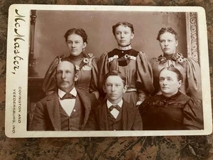 1890's Cabinet Card Antique Photo Family Covington Veedersburg Indiana McMaster - Picture 1 of 6