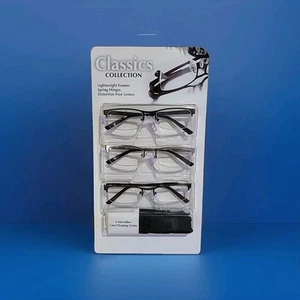 3 PK Half Frame Spring Hinge Reading Glasses Readers With 3 Case Cloths +2.25 - Picture 1 of 10