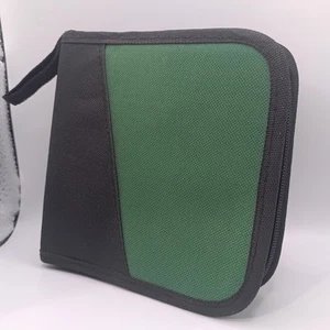 CD DVD Storage Case 24 DISC Holder Zipper Binder Sleeve Green Black - Used - Picture 1 of 7