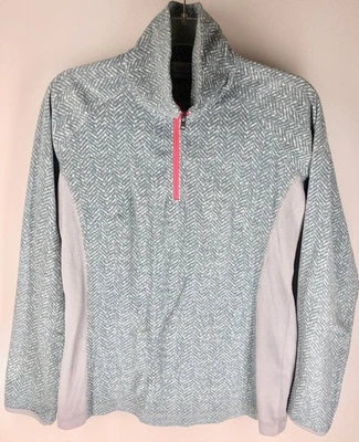 Chaqueta polar Columbia M gris verde azul pulóver 1/4 cremallera ligera geométrica Foto 1 de 4