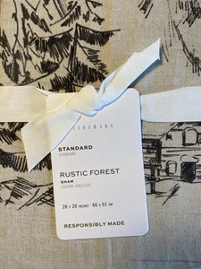 Set/2 Pottery Barn RUSTIC FOREST Standard Shams  NWT GORGEOUS! Taupe/blk - Picture 1 of 7