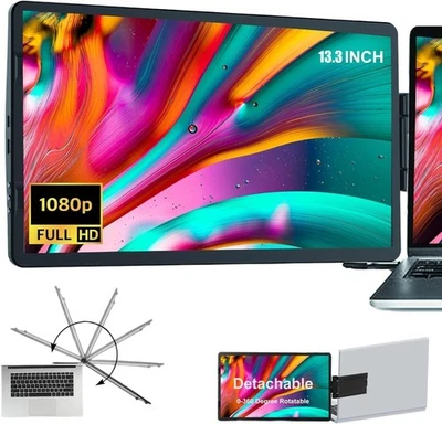Tragbarer Bildschirm 13,3'' aufsteckbarer tragbarer Monitor für Laptop Dual-Bild - Bild 1 von 4