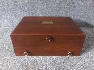 Reed & Barton Anti-Tarnish Flatware Silverware Wood Storage Box Chest w/Drawer - Picture 1 of 7