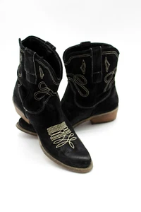 9 West Vintage Women’s American Collection Cowboy Boots Black Suede Sz 7.5 - Picture 1 of 10