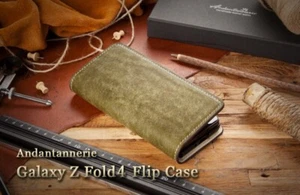 Andantannerie Korea Handmade Leather Flip Cover Case for Samsung Galaxy Z FOLD 4 - Picture 1 of 12