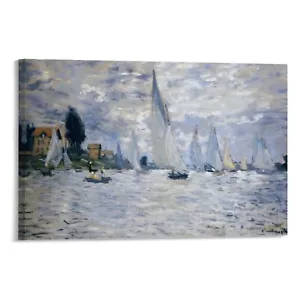 The Boats Regatta At Argenteuil Canvas Poster Decoration Wall Art Bedroom Decor - Picture 1 of 13