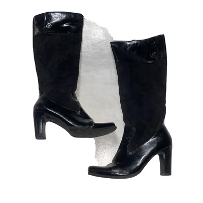Etienne Aigner Negro Botas Tacón Hasta la Rodilla Mujer Talla 7.5 Becky Cremallera Lateral Foto 1 de 4