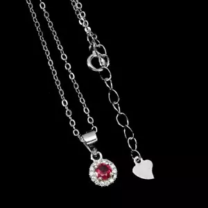 925 Sterlingsilber Halskette Rund Rubin 3.5mm Edelstein Schmuck 45.7cm - Bild 1 von 9