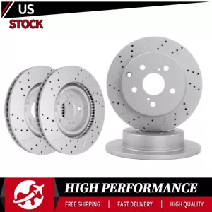 Front Rear Drilled Disc Brake Rotors For 2006 - 2018 Toyota RAV4 - Imagen 1 de 6