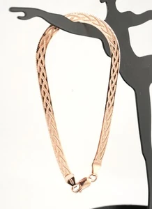 TJC Bracciale Catena Serpenti Italiana Cavo Design Placcato Oro Rosa Argento Sterling - Foto 1 di 1