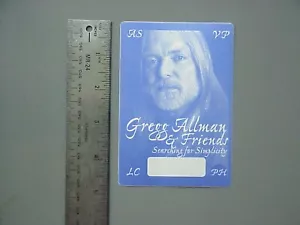 Gregg Allman backstage pass satin cloth sticker pass - blue rectangle Searching - Picture 1 of 1
